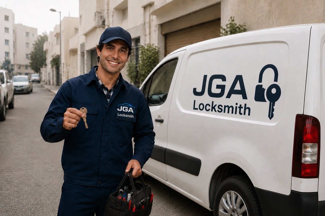 JGA Premier locksmith opening an apartment door in Dubai